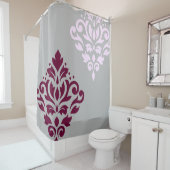 Scroll Damask Art I Plum Pink Grey Douchegordijn (In situ)
