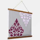 Scroll Damask Art I Plum Pink Grey Hangend Wandkleed (Gebogen)