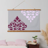 Scroll Damask Art I Plum Pink Grey Hangend Wandkleed (Slaapkamer)