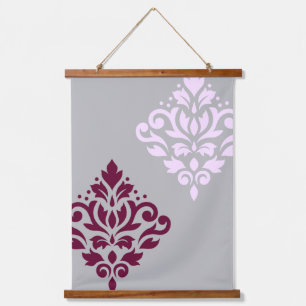 Scroll Damask Art I Plum Pink Grey Hangend Wandkleed