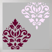 Scroll Damask Art I Plum Pink Grey Poster (Voorkant)
