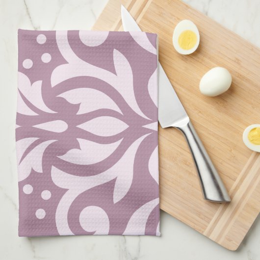 Scroll Damask Art I Roze op Mauve Theedoek (Quarter Fold)