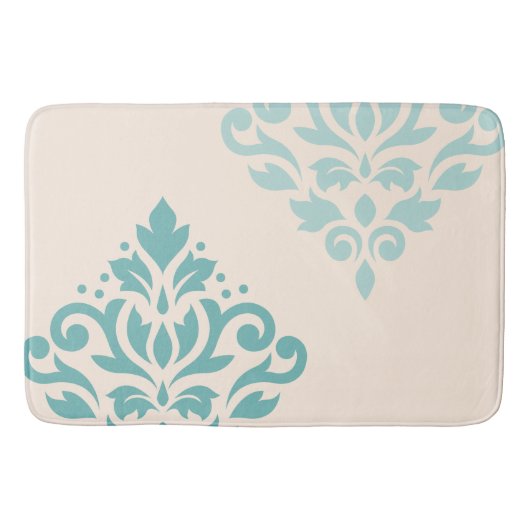Scroll Damask Art I Teals op Cream Badmat (Voorkant)