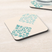 Scroll Damask Art I Teals op Cream Bier Onderzetter (Linkerzijde)