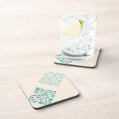 Scroll Damask Art I Teals op Cream Bier Onderzetter (Rechterzijde)