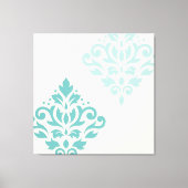 Scroll Damask Art I Teals op Cream Canvas Afdruk (Voorkant)