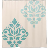 Scroll Damask Art I Teals op Cream Douchegordijn (Voorkant)