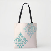 Scroll Damask Art I Teals op Cream Tote Bag (Voorkant)