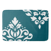 Scroll Damask Art I White op Blauwgroen Badmat (Voorkant)