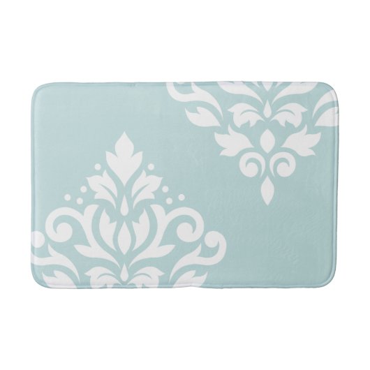 Scroll Damask Art I White op Duck Egg Blue Badmat (Voorkant)