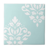Scroll Damask Art I White op Duck Egg Blue Tegeltje (Voorkant)