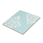 Scroll Damask Art I White op Duck Egg Blue Tegeltje (Zijkant)