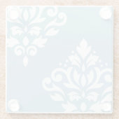 Scroll Damask Art I White op Lichtblauw Glazen Onderzetter (Achterkant)