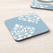 Scroll Damask Art I White op Lichtblauw Onderzetter (Linkerzijde)