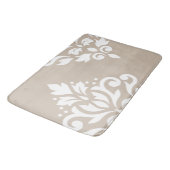 Scroll Damask Art I White op Light Taupe Badmat (Gekanteld)