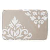 Scroll Damask Art I White op Light Taupe Badmat (Voorkant)