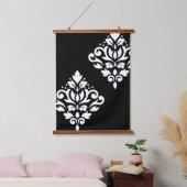 Scroll Damask Art I Wit op Zwart Hangend Wandkleed (Slaapkamer)