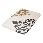 Scroll Damask Art I Zwart & Goud op Cream Badmat (Gekanteld)