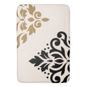 Scroll Damask Art I Zwart & Goud op Cream Badmat (Voorkant Verticaal)