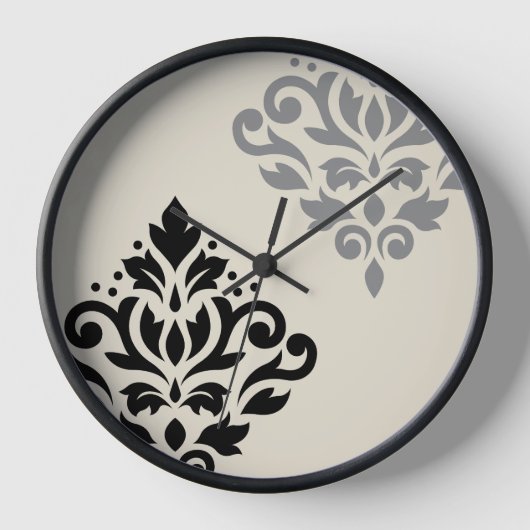 Scroll Damask Art I Zwart Grijs Crème (Voorkant)