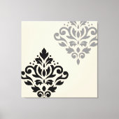 Scroll Damask Art I Zwart Grijs Crème Canvas Afdruk (Voorkant)