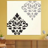 Scroll Damask Art I Zwart Grijs Crème Canvas Afdruk (Insitu (Woonkamer))