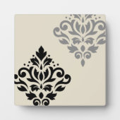 Scroll Damask Art I Zwart Grijs Crème Fotoplaat (Voorkant)