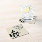 Scroll Damask Art I Zwart Grijs Crème Kartonnen Onderzetters (Insitu)