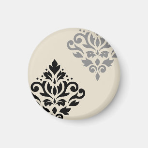Scroll Damask Art I Zwart Grijs Crème Magneet
