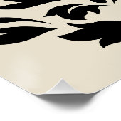 Scroll Damask Art I Zwart Grijs Crème Perfect Poster (Hoek)