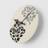 Scroll Damask Art I Zwart Grijs Crème Ronde Klok (Hoek)