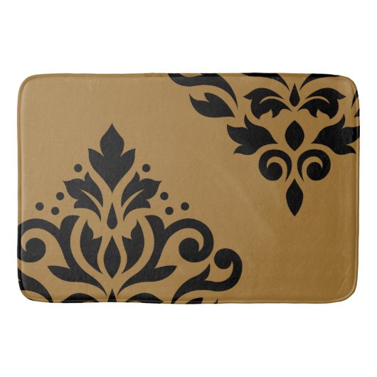 Scroll Damask Art I Zwart op Goud Badmat (Voorkant)
