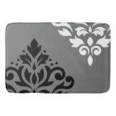 Scroll Damask Art I Zwart & Wit op Grijs Badmat (Voorkant)