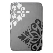 Scroll Damask Art I Zwart & Wit op Grijs Badmat (Voorkant Verticaal)