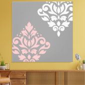 Scroll Damask Art in roze wit grijs Canvas Afdruk (Insitu (Woonkamer))