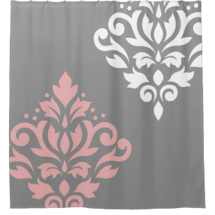 Scroll Damask Art in roze wit grijs Douchegordijn