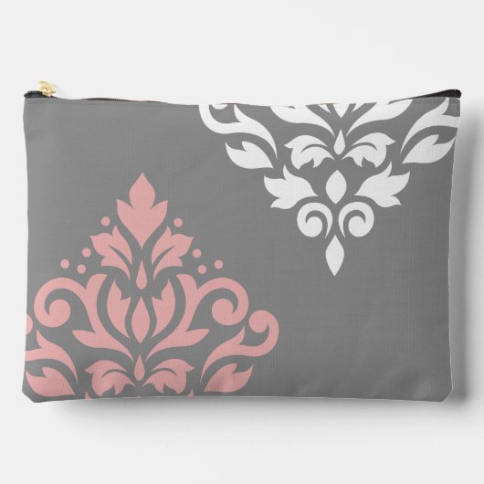 Scroll Damask Art in roze wit grijs Etui (Voorkant)