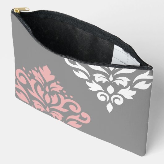 Scroll Damask Art in roze wit grijs Etui (Open)