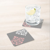 Scroll Damask Art in roze wit grijs Kartonnen Onderzetters (Insitu)