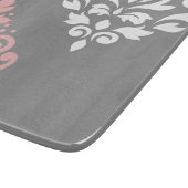 Scroll Damask Art in roze wit grijs Snijplank (Hoek)