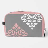 Scroll Damask Art in roze wit grijs Toilettasje (Voorkant)