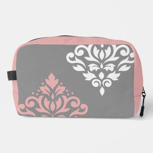 Scroll Damask Art in roze wit grijs Toilettasje (Voorkant)