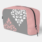 Scroll Damask Art in roze wit grijs Toilettasje (Rechterhoek)