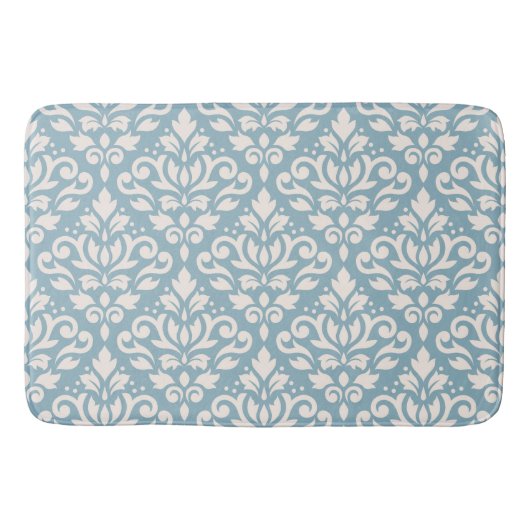 Scroll Damask Big Pattern Cream op Blue Badmat (Voorkant)