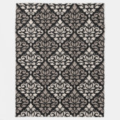Scroll Damask Big Pattern Taupe Cream Black Fleece Deken (Voorkant)