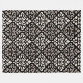 Scroll Damask Big Pattern Taupe Cream Black Fleece Deken (Voorkant (Horizontaal))