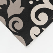Scroll Damask Big Pattern Taupe Cream Black Fleece Deken (Hoek)