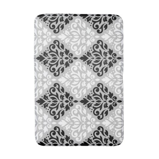 Scroll Damask Big Ptn B&W op grijs Badmat (Voorkant Verticaal)