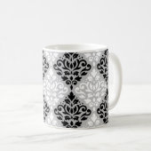 Scroll Damask Big Ptn B&W op grijs Koffiemok (Voorkant rechts)