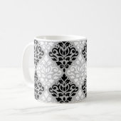 Scroll Damask Big Ptn B&W op grijs Koffiemok (Voorkant links)